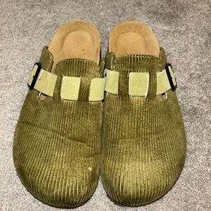 Olive Green Corduroy Clogs